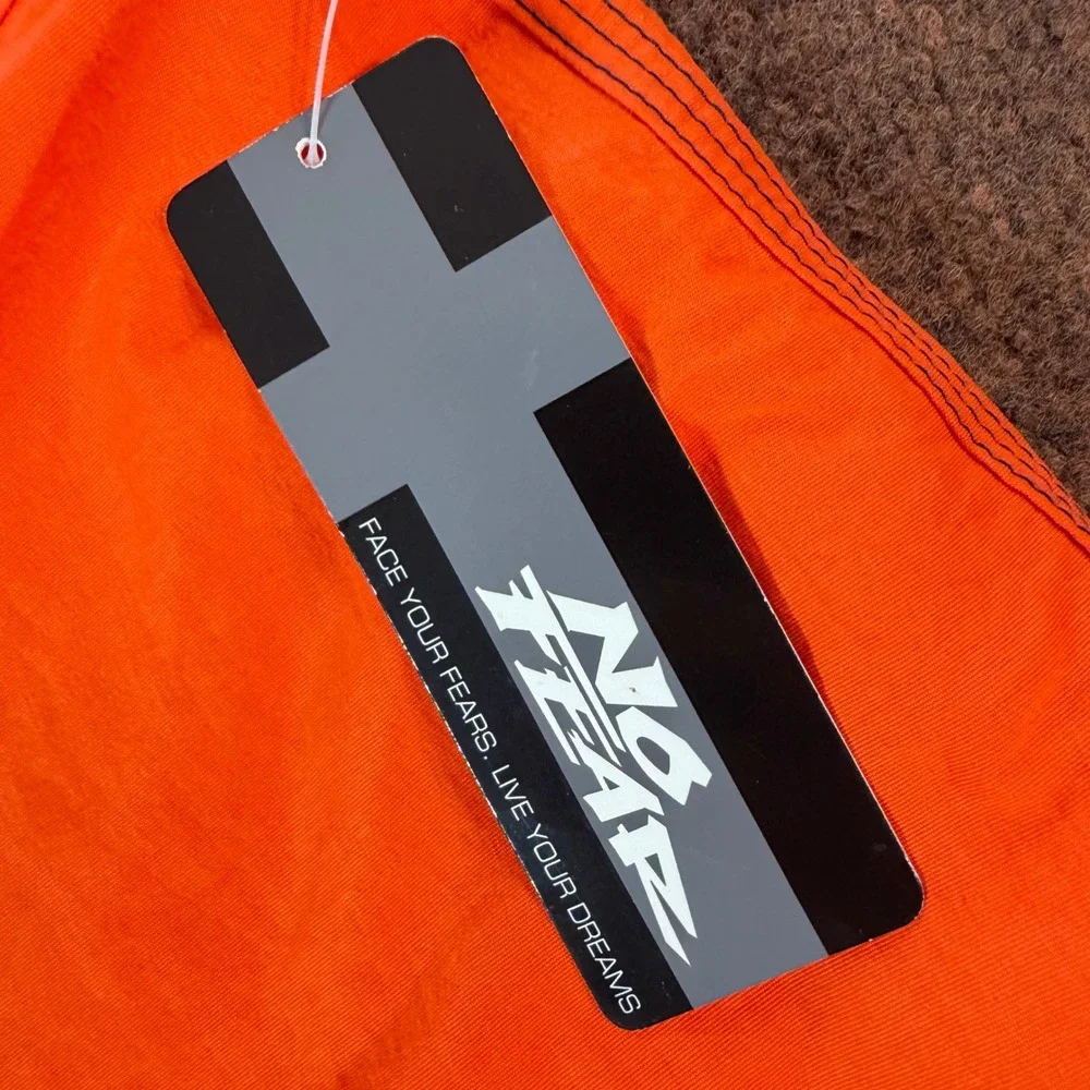 No Fear Pluto 2 Board Shorts Mens 32 Orange Vintage Cargo Swim Trunks SB033 NWT